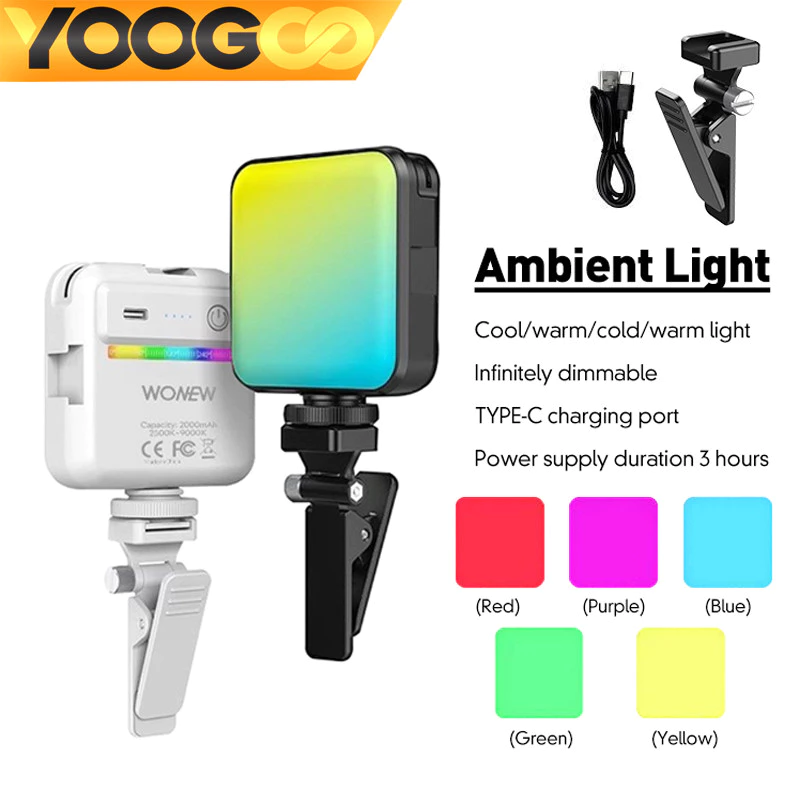 YOOGOO ไฟถ่ายรูป ไฟติดโทรศัพท์ 2000mah แบตเตอรี่ในตัว ไฟดาราตัวดัง ไฟติดกล้องโทรศัพท์ ไฟเซเลป RGB ไลฟ์สด ถ่ายภาพ วิดีโอ