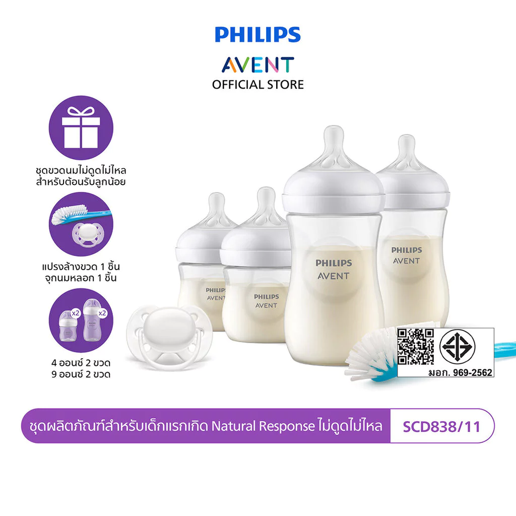 Philips Avent Natural Response ชุดขวดนมเด็กแรกเกิด รุ่น SCD838/11