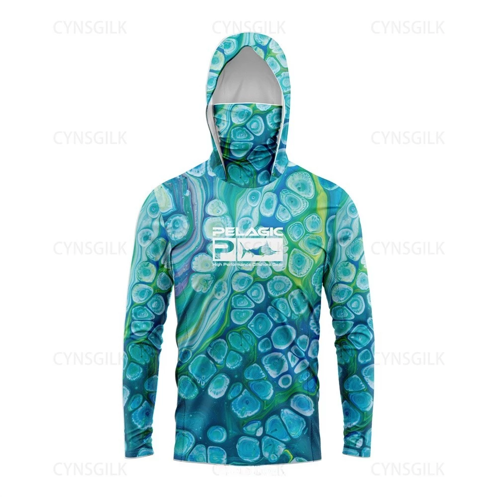 【COD】Men Hood Fishing Shirt Mask long sleeve Fishing clothing fishing t shirt uv protection fishing shirt Fishing Appare