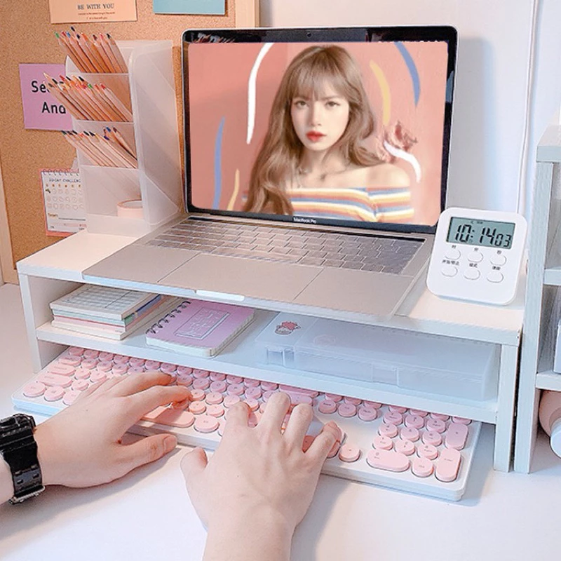 ชั้นไม้วางจอคอม แท่นไม้ตั้งอุปกรณ์