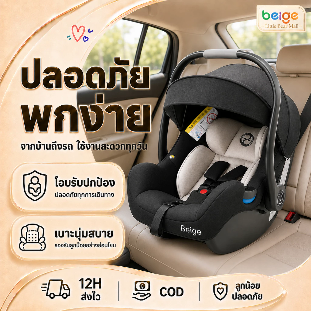 Beige คาร์ซีทกระเช้า สำหรับเด็กแรกเกิด