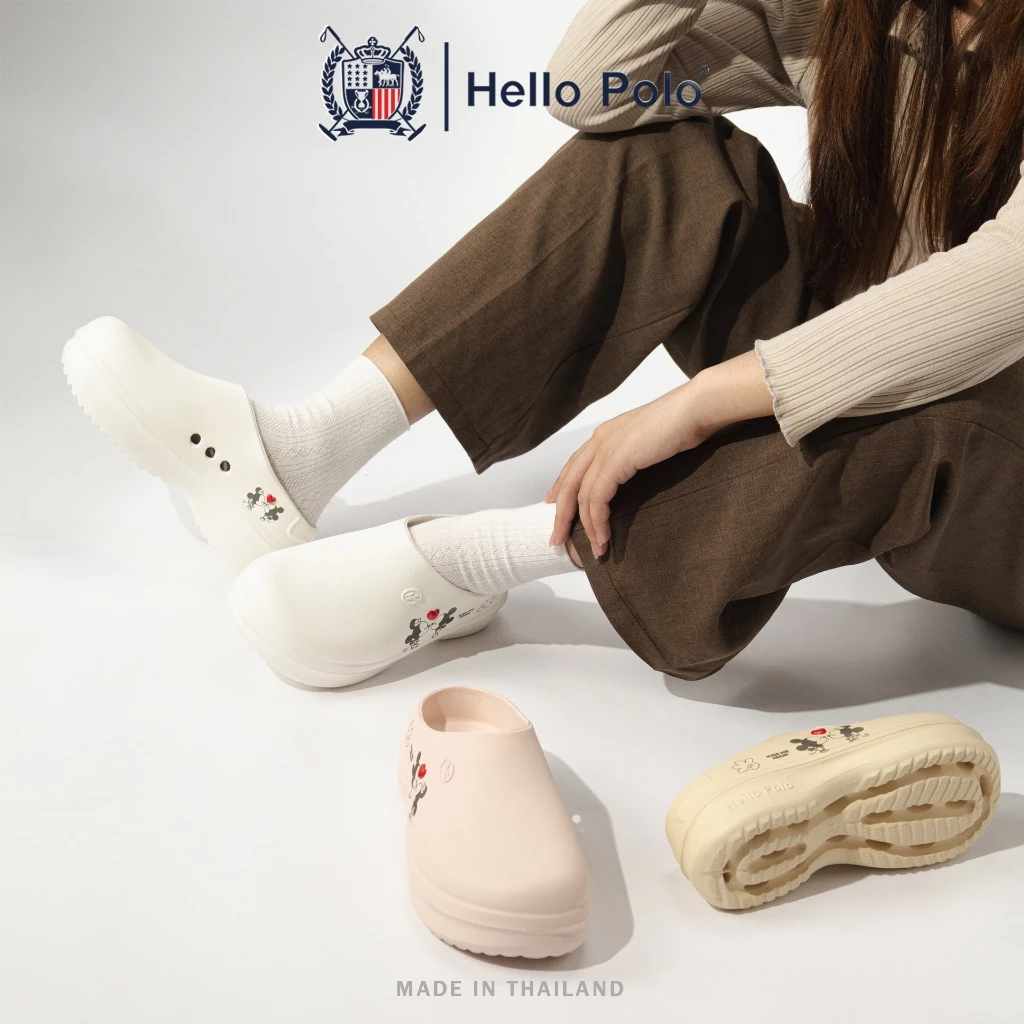 Hello Polo รองเท้าแตะผู้หญิง ลายมิกกี้เมาส์ กันลื่น ทนต่อการสึกหรอ อ่อนนุ่ม เบาสบาย วัสดุ EVA รองเท้าแฟชันผญ HP8009B